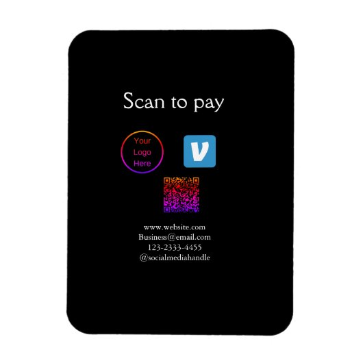 Q R code venmo scan om te betalen add logo social Magneet (Verticaal)