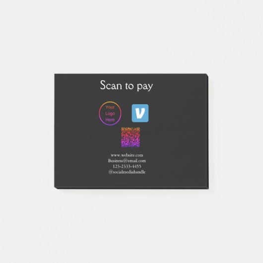 Q R code venmo scan om te betalen add logo social  Post-it® Notes (Voorkant)