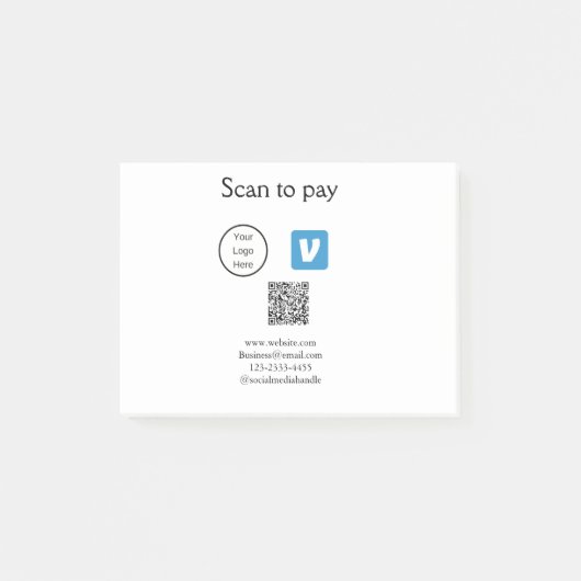 Q R code venmo scan om te betalen add logo social  Post-it® Notes (Voorkant)