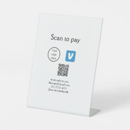 Q R code venmo scan om te betalen add logo social  Reclamebord Met Voetstuk