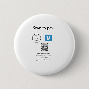Q R code venmo scan om te betalen add logo social Ronde Button 5,7 Cm