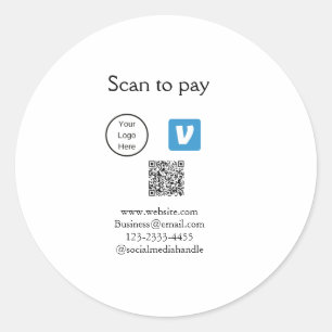 Q R code venmo scan om te betalen add logo social Ronde Sticker