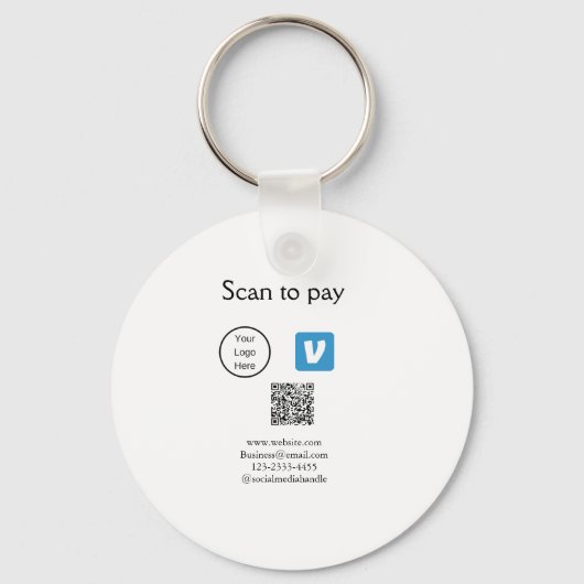 Q R code venmo scan om te betalen add logo social  Sleutelhanger (Achterkant)