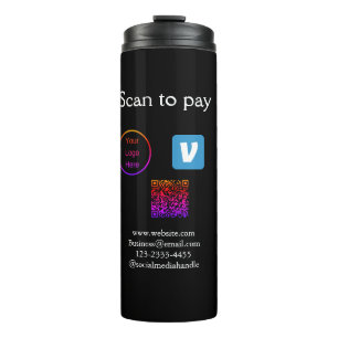Q R code venmo scan om te betalen add logo social Thermosbeker