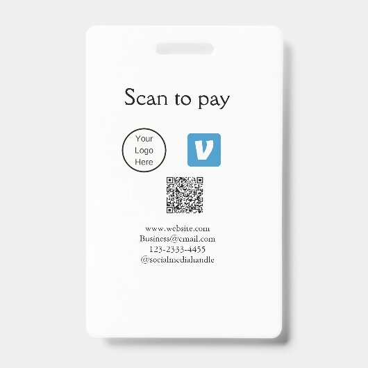 Q R-code venmo scan om te betalen logo toevoegen s Badge (Voorzijde)