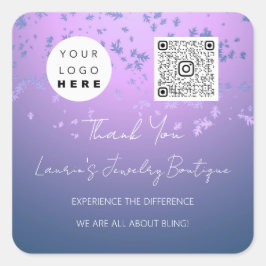 Q rCode Online Winkellicht Paars Logo Vierkante Sticker