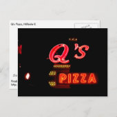 Q’s Pizzeria  Neon Sign, Hillside Il. Briefkaart (Voorkant / Achterkant)