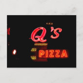 Q’s Pizzeria  Neon Sign, Hillside Il. Briefkaart (Voorkant)