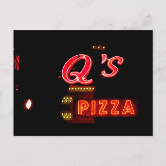 Q’s Pizzeria  Neon Sign, Hillside Il. Briefkaart (Voorkant)