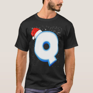 Q Sneeuwwitje Hoofdletter Kerstmis Monogram Alfabe T-shirt
