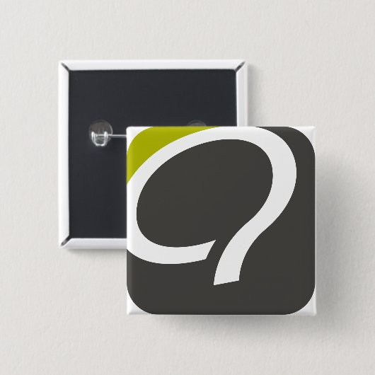 Q-toets - chartreuse vierkante button 5,1 cm (Voorkant /achterkant)