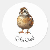 Q voor Quail Ronde Sticker (Voorkant)