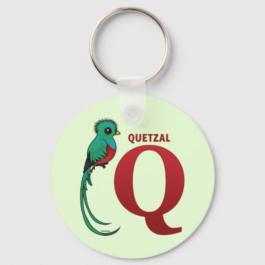 Q voor Quetzal Sleutelhanger (Voorkant)