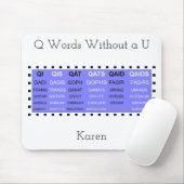 Q woorden zonder de helper van het Spel van U Muismat (Met muis)