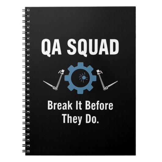 QA Squad – Break It Before They Do Notitieboek (Voorkant)