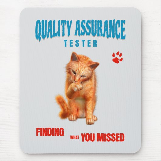 QA Tester Cat Humor Muismat (Voorkant)