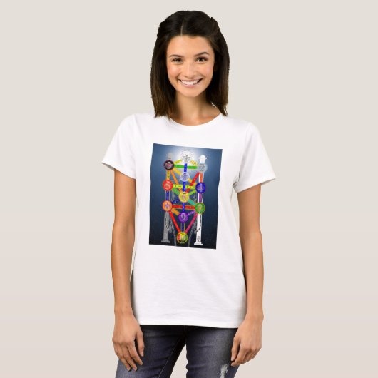 Qabalistische Levensboom Diagram Chart Kabbala T-shirt (Voorkant volledig)