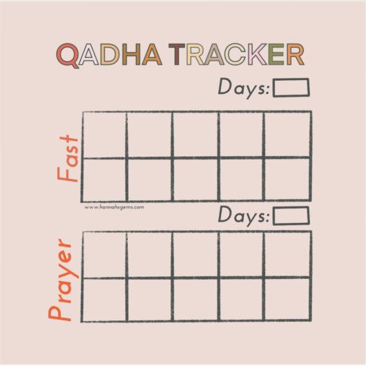 Qadha Days Tracking Sticker (Voorkant)