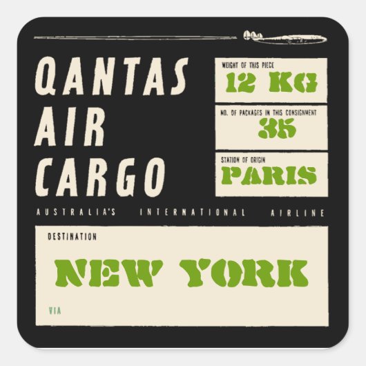 QANTAS AIR CARGO VIERKANTE STICKER (Voorkant)