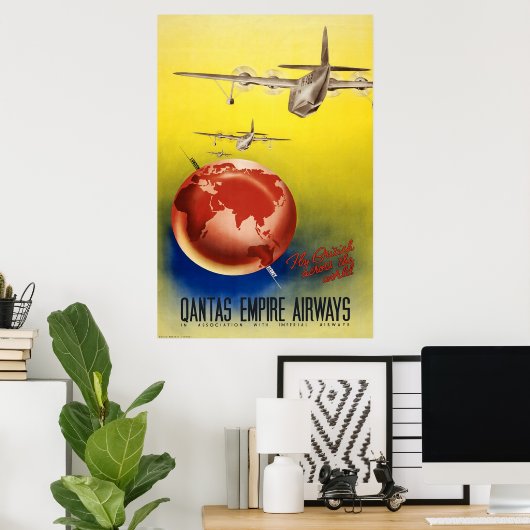 Qantas Empire Airways Poster (Thuiskantoor)