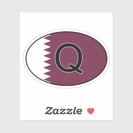 Qatar Country Code Ovale Sticker met Flag-Perfect (Vel)