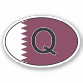 Qatar Country Code Ovale Sticker met Flag-Perfect (Voorkant)