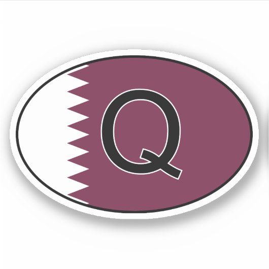 Qatar Country Code Ovale Sticker met Flag-Perfect (Voorkant)