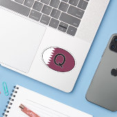 Qatar Country Code Ovale Sticker met Flag-Perfect (Laptop met iPhone)