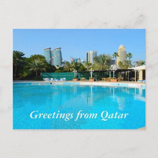 Qatar, Doha-pool en skyline-briefkaart Briefkaart (Voorkant)