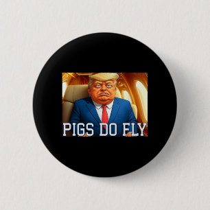 Qatar Een Lago Anti Trump Qatar Vliegtuig Varkens  Ronde Button 5,7 Cm