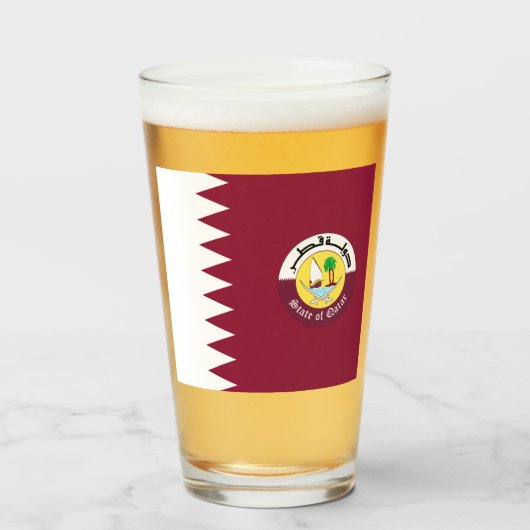 Qatar flag-Emblem     Glas (Voorkant gevuld)