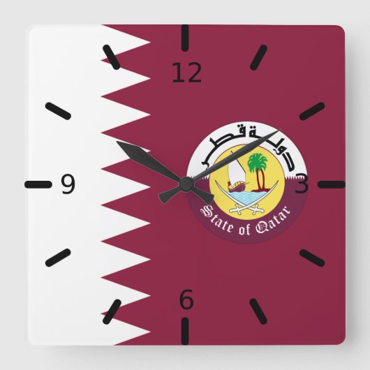 Qatar flag-Emblem Vierkante Klok (Voorkant)