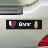 Qatar Flag Heart + Map Bumpersticker (Op auto)