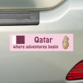 Qatar Flag + Map Bumpersticker (Op auto)