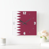 Qatar Flag Maroon White Numbers Patriottisch Vierkante Klok (Huis)