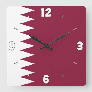 Qatar Flag Maroon White Numbers Patriottisch Vierkante Klok