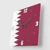 Qatar Flag Maroon White Numbers Patriottisch Vierkante Klok (Hoek)