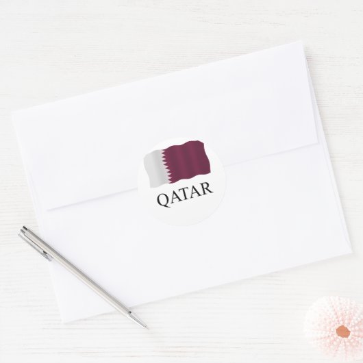 Qatar flag ronde sticker (Envelop)
