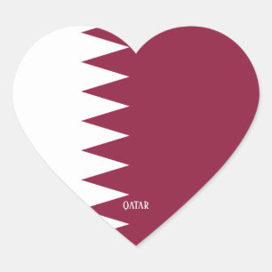 Qatar Flag Splendid Patriotic Hart Sticker