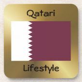 Qatar Flag+Text Onderzetter (Voorkant)