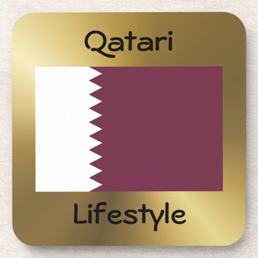 Qatar Flag+Text Onderzetter (Voorkant)
