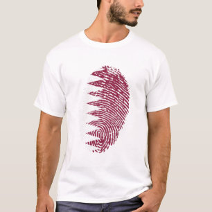 Qatar Flag Vingerprint Land Pride Identity T-shirt