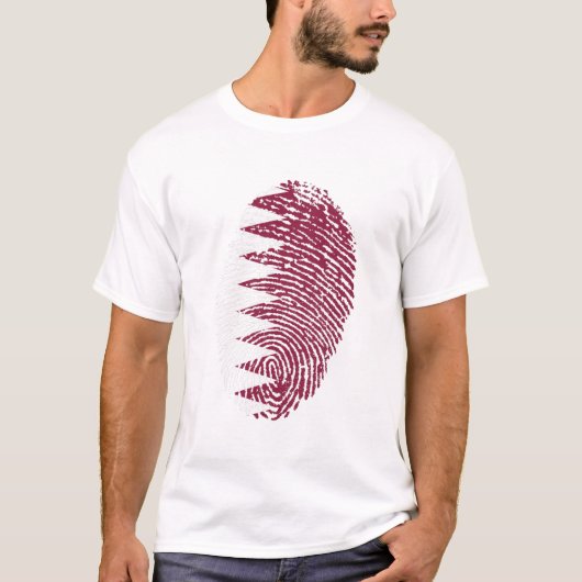 Qatar Flag Vingerprint Land Pride Identity T-shirt (Voorkant)