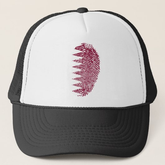 Qatar Flag Vingerprint Land Pride Identity Trucker Pet (Voorkant)
