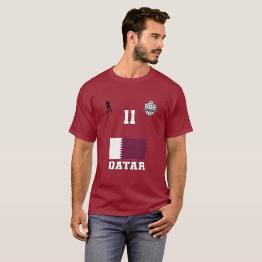 Qatar Football Soccer Team #11 T-Shirt (Voorkant volledig)
