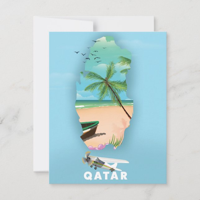 Qatar geïllustreerd reisposterdrukbeeld (Voorkant)