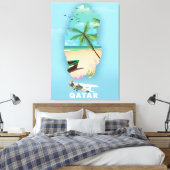 Qatar geïllustreerd reisposterdrukbeeld canvas afdruk (Insitu (Slaapkamer))