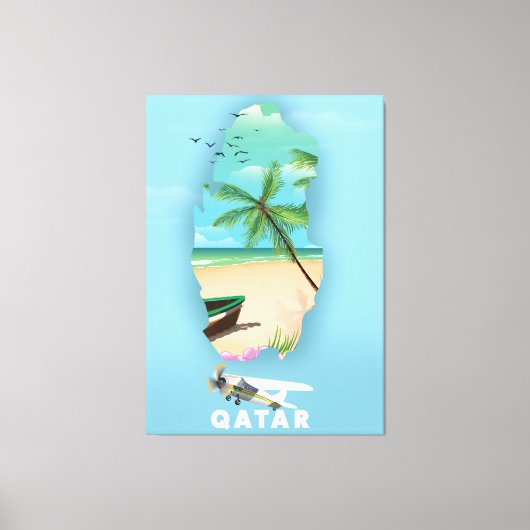 Qatar geïllustreerd reisposterdrukbeeld canvas afdruk (Voorkant)