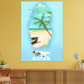 Qatar geïllustreerd reisposterdrukbeeld canvas afdruk (Insitu (Woonkamer))
