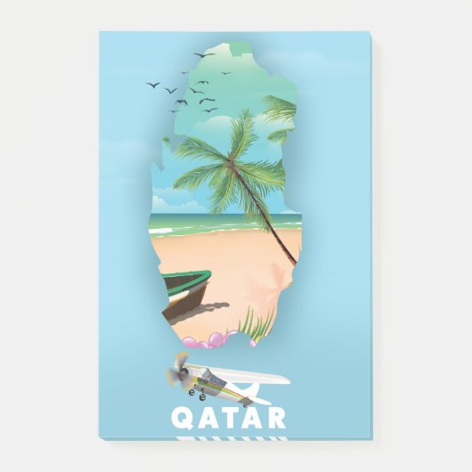 Qatar geïllustreerd reisposterdrukbeeld post-it® notes (Voorkant)